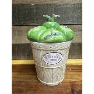 Pfaltzgraff Delicious "Granny Smith" Canister Cookie Jar Green Apple